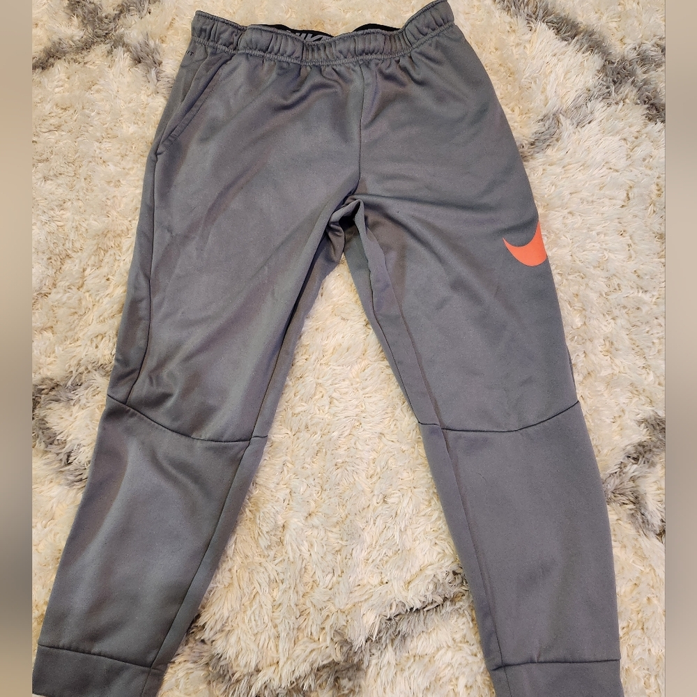 Nike Gray Sweatpants with Orange Logo